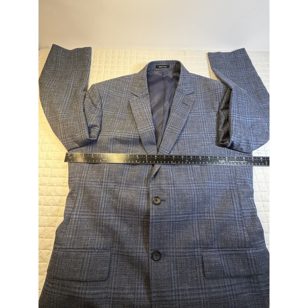 Pronto Uomo Platinum 40R Blue Plaid Sport Coat Wool Silk Linen 2 Button Blazer - Picture 10 of 14